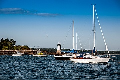 Boats Moored By Fort Pickering Lighthouse Tower